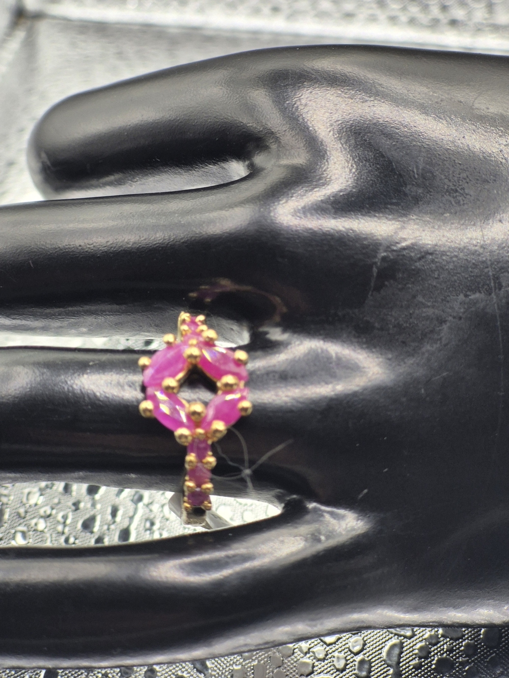 Genuine Ruby Floral Design Ladies Ring